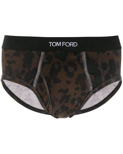 Tom Ford Calzoncillos con motivo de leopardo - Negro
