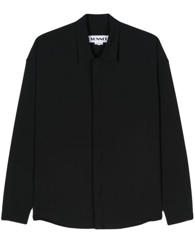 Sunnei Logo-tag Knitted Shirt - Black