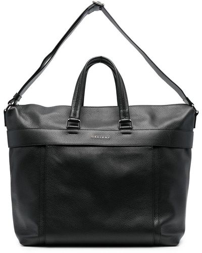 Orciani Logo-plaque Leather Tote Bag - Black