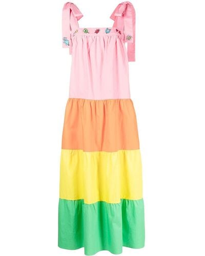 Mira Mikati Vestido a capas con motivo bordado - Multicolor