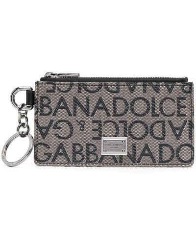 Dolce & Gabbana Keyring-attachment Monogram-pattern Wallet - Grey