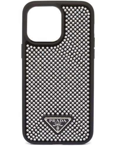 Prada Crystal-embellished Iphone 14 Pro Max Case - Black