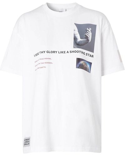 Burberry Camiseta oversize con estampado Montage - Blanco