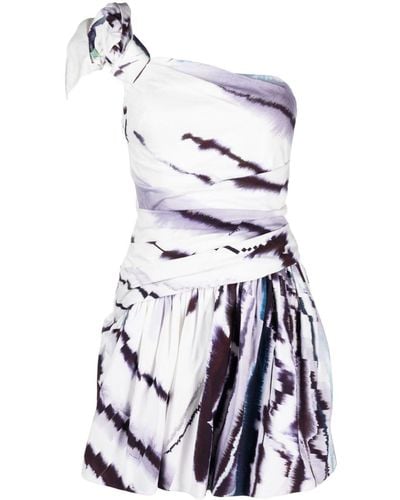 Gemy Maalouf Tie-dye Print One-shoulder Dress - White