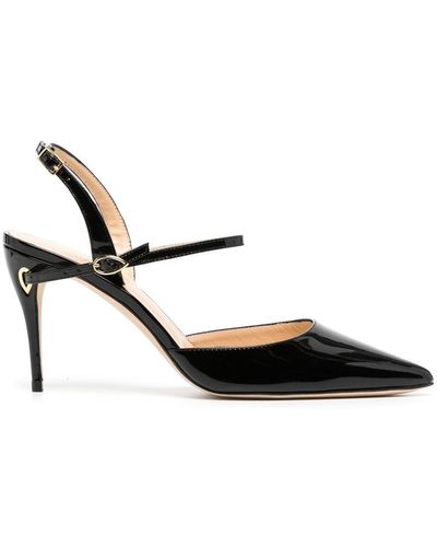 Jennifer Chamandi Vittorio 85mm Leather Slingback Court Shoes - Black
