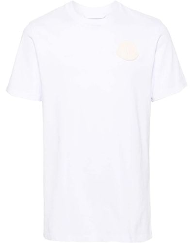Moncler T-shirt en coton à patch logo - Blanc