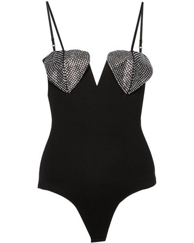 Nissa Crystal-embellished Bodysuit - Black
