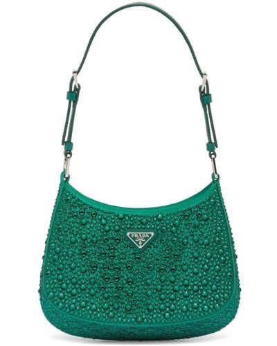 Prada Cleo Crystal-embellished Shoulder Bag - Green