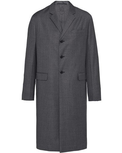 Prada Single-breasted Wool Coat - Grey