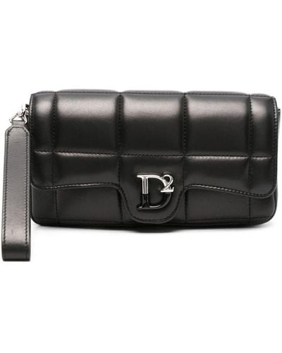 DSquared² Logo-plaque Leather Clutch Bag - Black