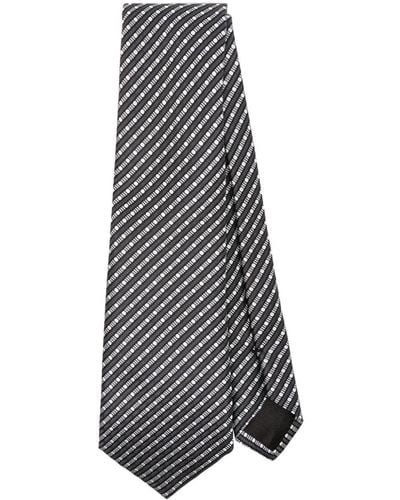 Giorgio Armani Cravate en soie à rayures - Gris