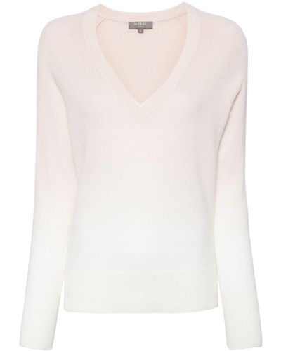 N.Peal Cashmere Gradient-effect Cashmere Sweater - White