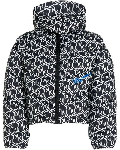 Karl Lagerfeld Donsjack Met Monogram-print - Zwart