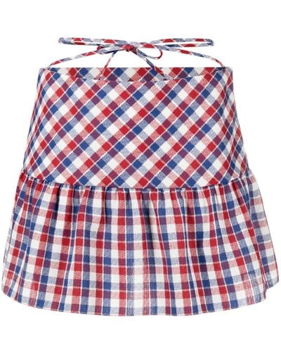 Alessandra Rich Checked Mini Skirt - Red