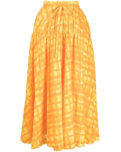 We Are Kindred Chloe Tiered Midi Skirt - Yellow