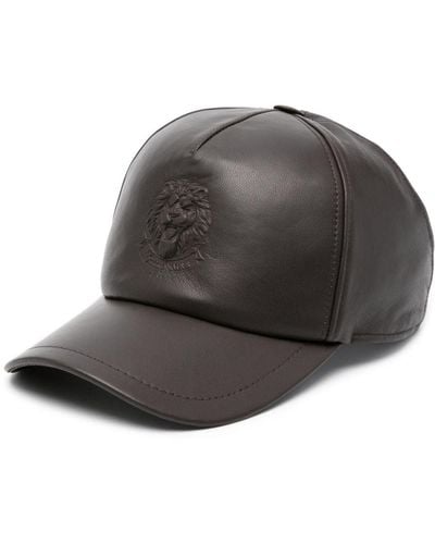 Billionaire Logo-embossed Leather Cap - Grey