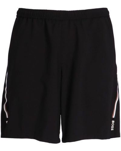 BOSS Side-stripe Logo-print Track Shorts - Black