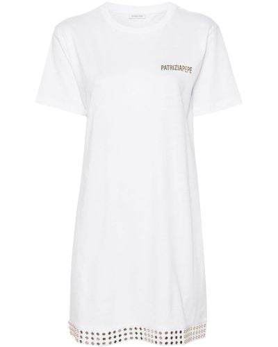 Patrizia Pepe T-Shirtkleid mit Nieten - Weiß