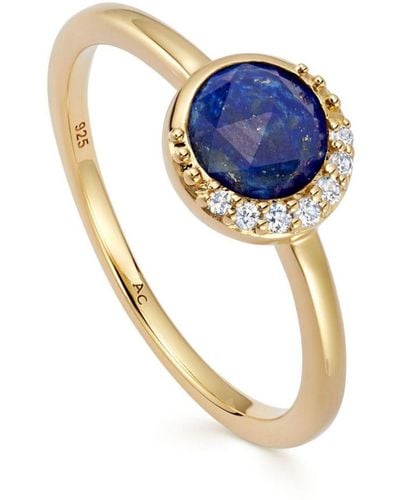 Astley Clarke Vergoldeter Luna Ring mit Edelsteinen - Blau