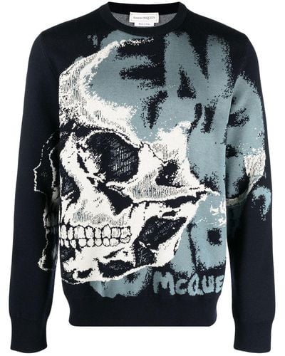 Alexander McQueen Logo Skull Intarsia Sweater - Black