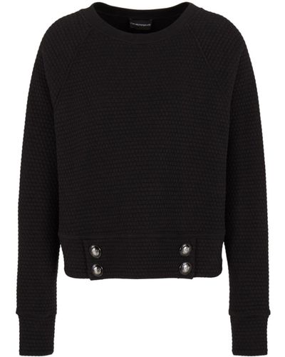 Emporio Armani Honeycomb-motif Quilted Sweatshirt - Black