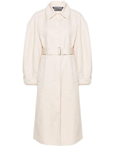 Jacquemus Bari Trenchcoat Aus Einer Baumwoll-leinenmischung Mit Gürtel - Natur