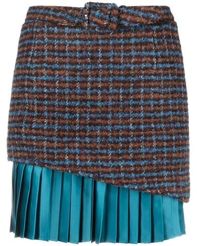 ANDERSSON BELL Layered Checked Mini Skirt - Blue