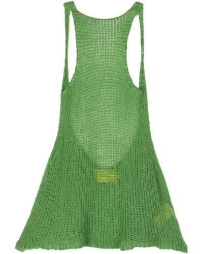 Marques'Almeida Open-knit Halterneck Top - Women's - Recycled Polyamide/alpaca Wool - Green