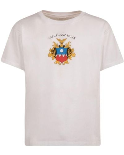 Bally Emblem-print Organic Cotton T-shirt - White