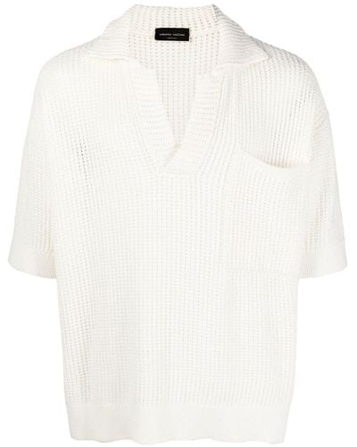 Roberto Collina V-neck Pointelle-knit Sweater - White