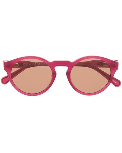 Chloé Round-frame Logo Sunglasses - Pink