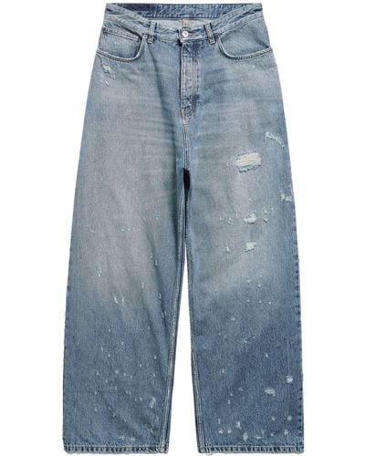 Balenciaga Weite Jeans im Destroyed-Look - Blau