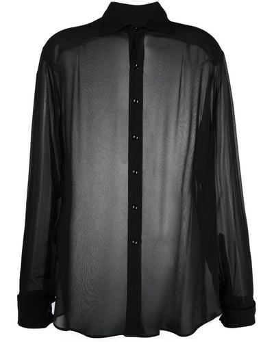 Maison Margiela Chemise en soie à coutures signature - Noir