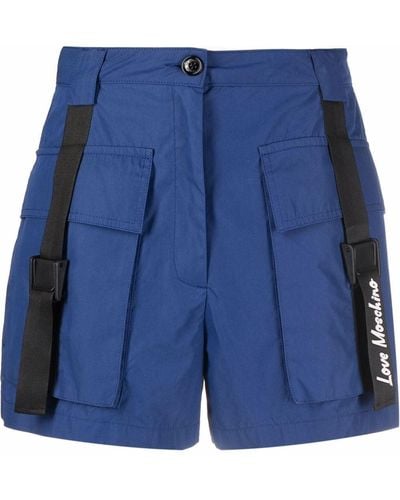 Love Moschino Hoch sitzende Cargo-Shorts - Blau