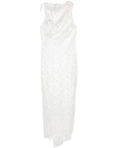 Coperni Asymmetric Floral-lace Gown - White