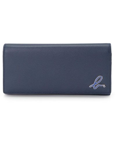 agnès b. Logo-plaque Leather Continental Wallet - Blue