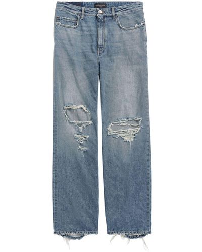 Balenciaga Ripped Straight-leg Jeans - Blue