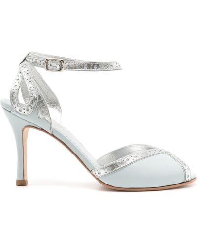 Sarah Chofakian Gelee 75mm Metallic-finish Sandals - White