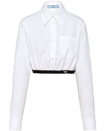 Prada Logo-print Cropped Shirt - White
