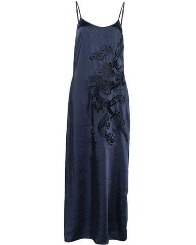 P.A.R.O.S.H. Dragon-embroidery Slip Dress - Blue