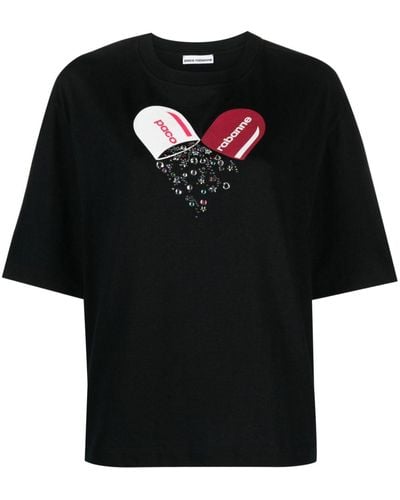Rabanne Graphic-print Jersey T-shirt - Black