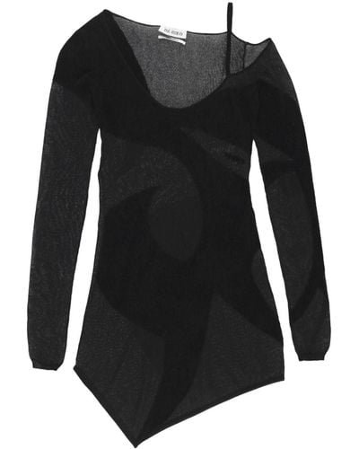 The Attico Sheer Asymmetric Minidress - Black