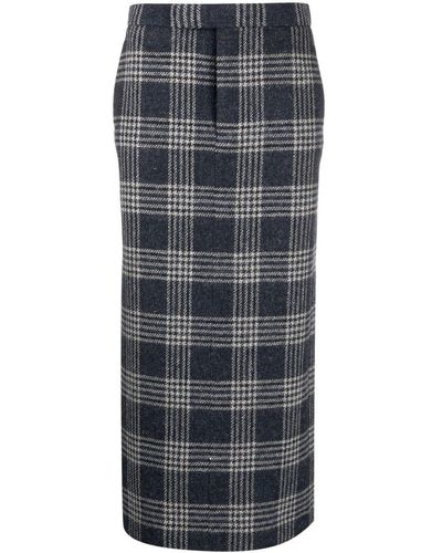 Thom Browne Tartan Pencil Skirt - Grey