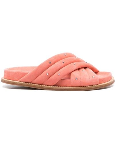 Fabiana Filippi Padded Quilted Suede Slides - Pink