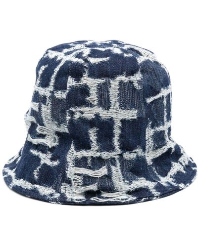 Fendi Ff-Motif Denim Bucket Hat - Blue