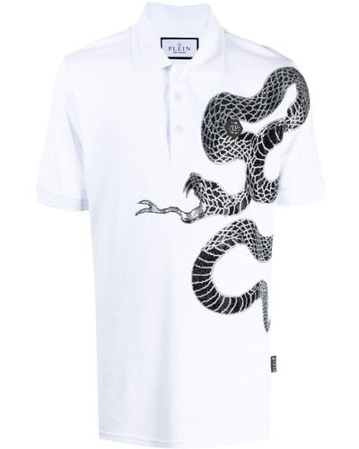 Philipp Plein Poloshirt mit Schlangen-Print - Weiß