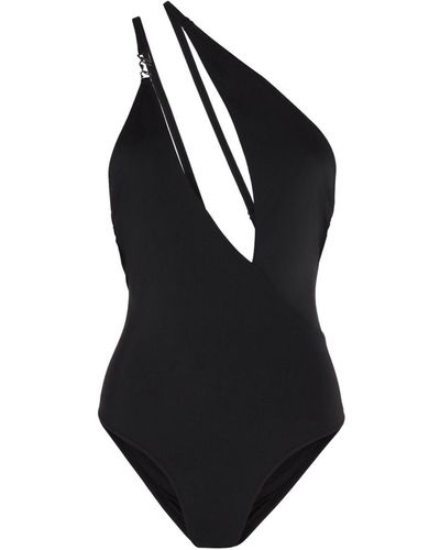 Karl Lagerfeld Signature Asymmetric Swimsuit - Black