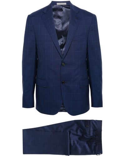 Corneliani Einreihiger Anzug mit Karo - Blau