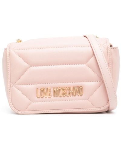 Love Moschino Gesteppte Umhängetasche mit Logo - Pink