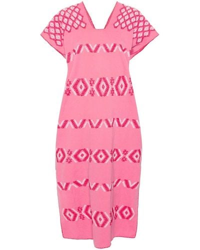 Pippa Holt Single Panel Embroidered Kaftan - Pink